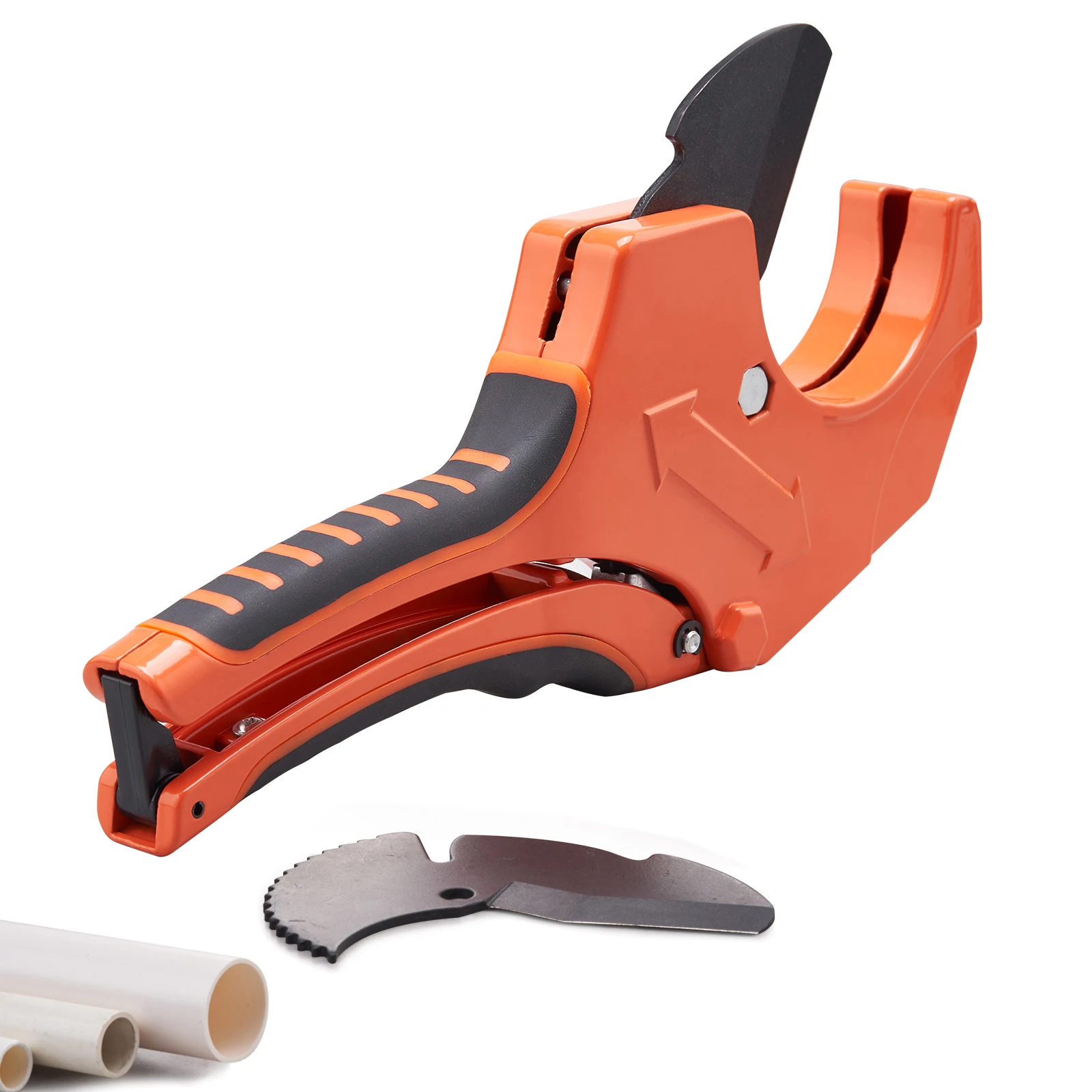 SucceBuy PVC Pipe Cutter Ratcheting Tube Cutter Heavy Duty Tube Cutting Tool with Spare SK5 Blade PVC PEX Rubber Plastic Hoses