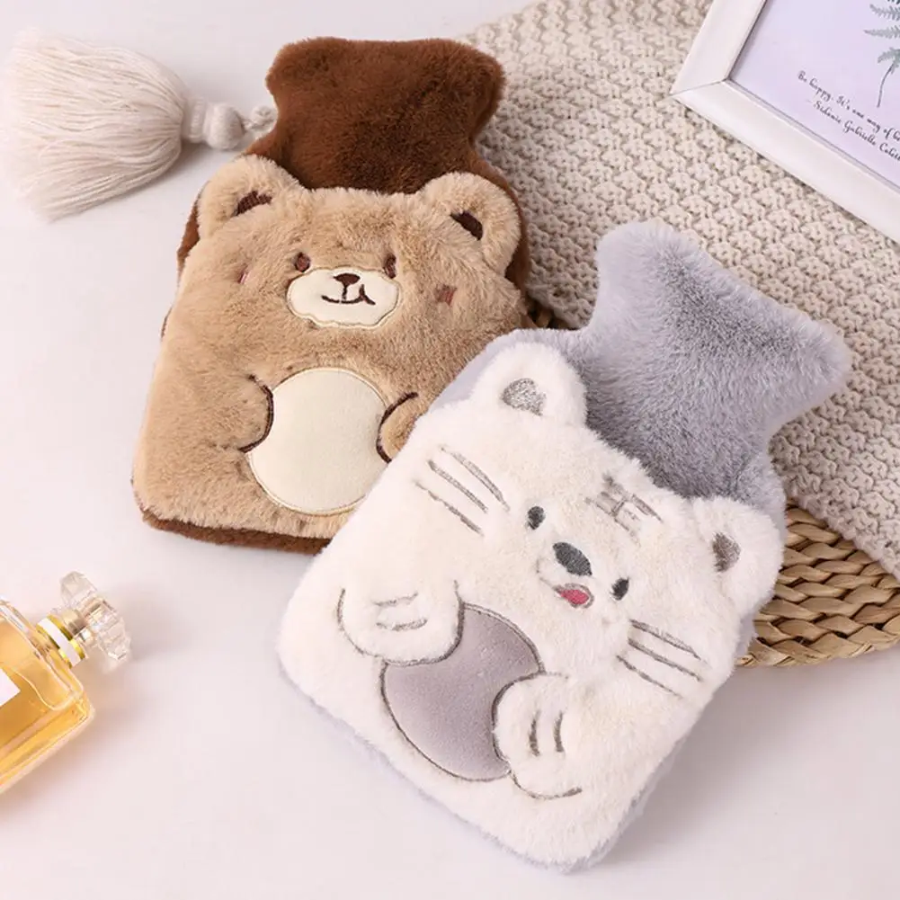 Reusable Winter Warm Heat Hand Warmer Rubber Stress Pain Relief Therapy Hot Water Bottle Bag with Knitted Soft Rabbit Cozy Cover