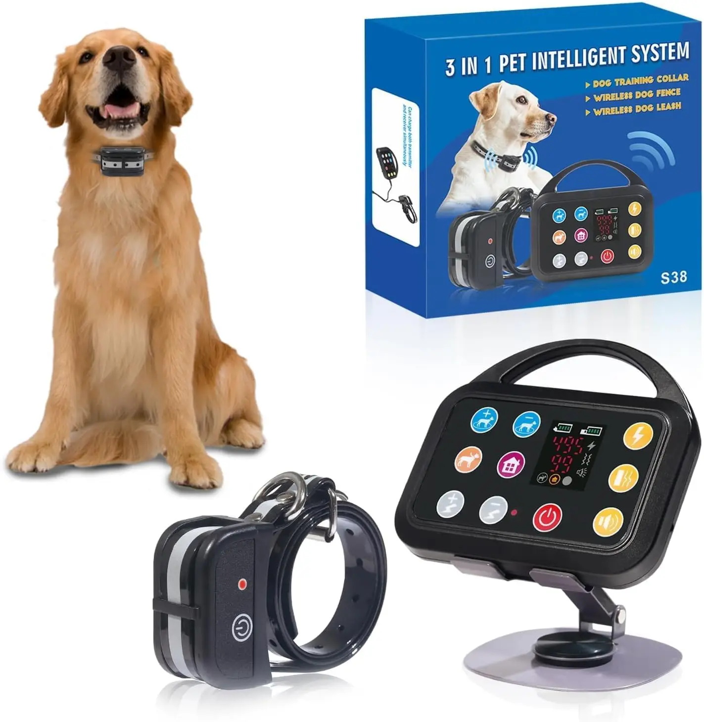 

Wireless Dog Fence System, Indoor/Outdoor Training Collar with AI Range Reminder, Adjustable Shock, Waterproof & Rechargeable