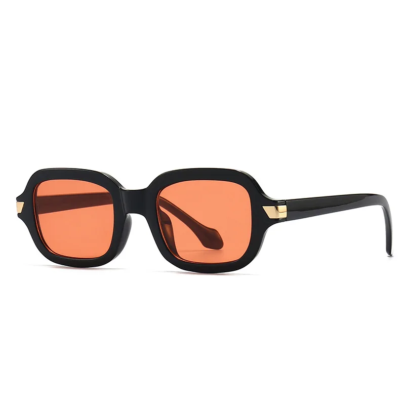 Vintage Square Women\'s Sunglasses Trend 2022 Fashion Brand Designer Popular Orange Sunglasses Ladies Retro Rivet Small Glasses