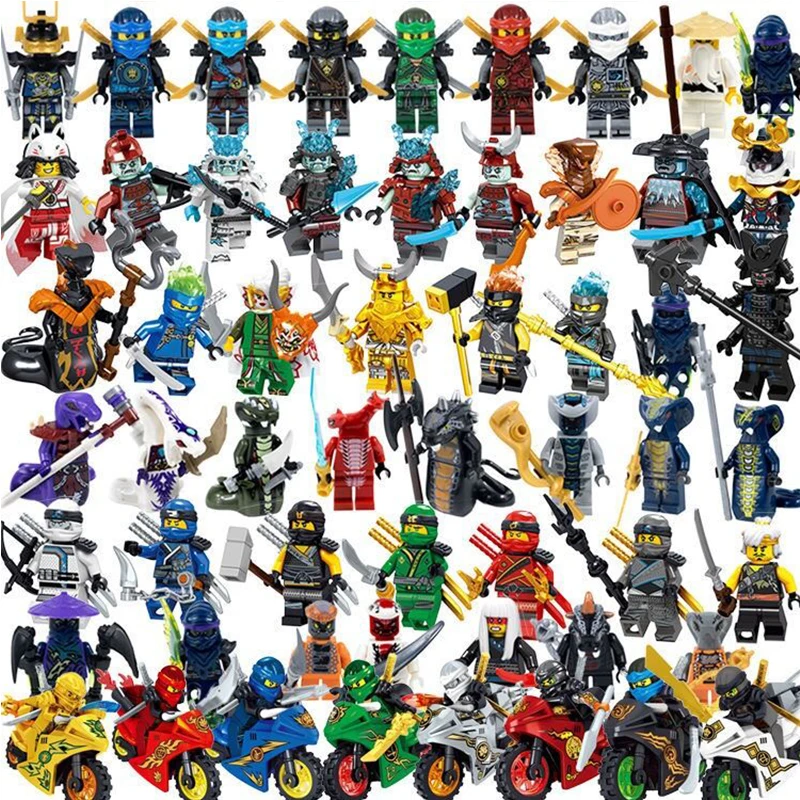 Figuras de Acción de Motocicletas Mini Ninja, Bloques de Construcción, Esqueletos de Soldados, Serpientes, Guerreros, Samuráis, Muñecos de Películas de Anime, Ladrillos, Juguetes para Niños