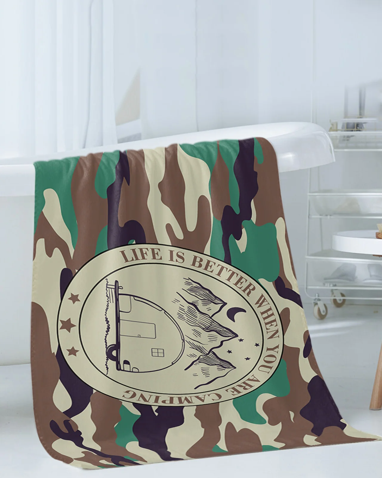 Customized Towel Set Camper Moon Brown Camouflage Bath Towel Face Towel Hand Towel Bathroom Towel Travel Sports Towels 3 Pieces