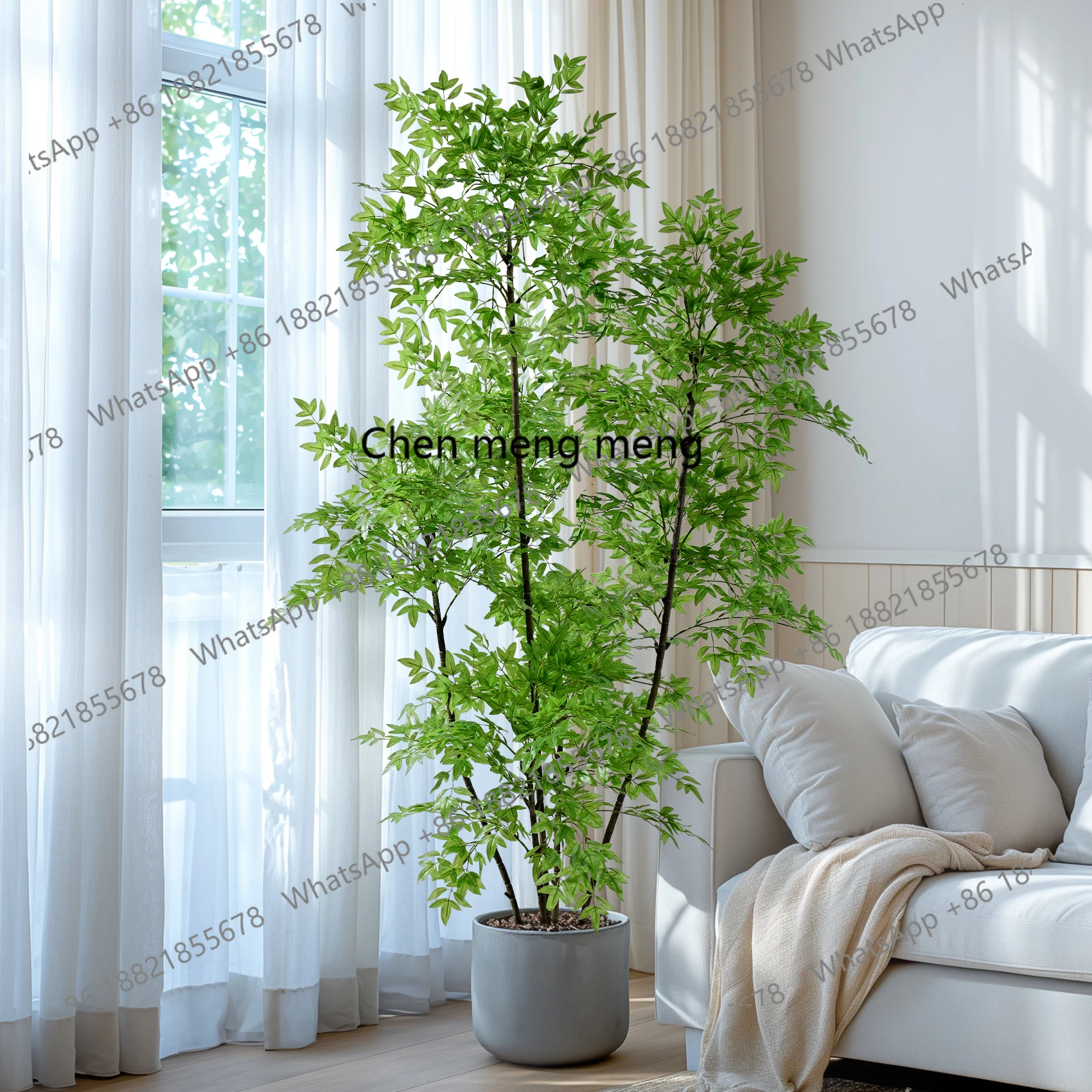 

Bionic Nandina Dasyphylla Artificial Tree High-End Realistic Landscape Green Plant Indoor Living Room Large Floor Standing Pot