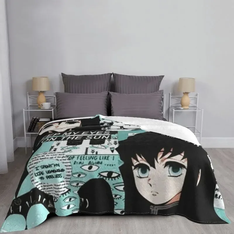 NEW Japanese Anime Demon Slayer coperta flanella Fleece Muichiro Tokito Kimetsu No Yaiba coperte da tiro ufficio camera da letto divano Quil