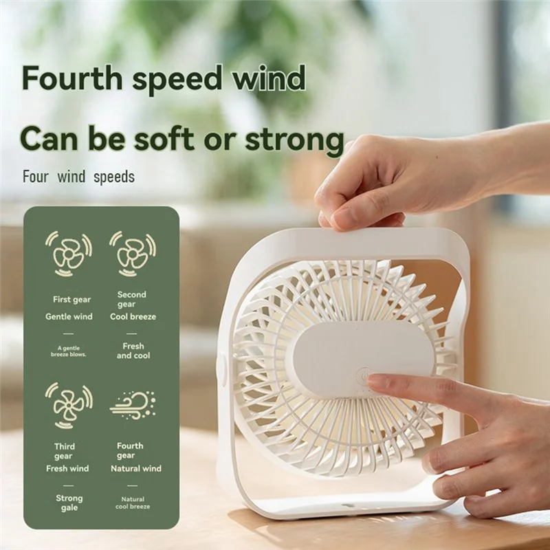 ABFY-Desktop Can Be Wall Mounted Fan Home Portable Handheld Rechargeable Fan Four-Speed High Wind Speed Fan