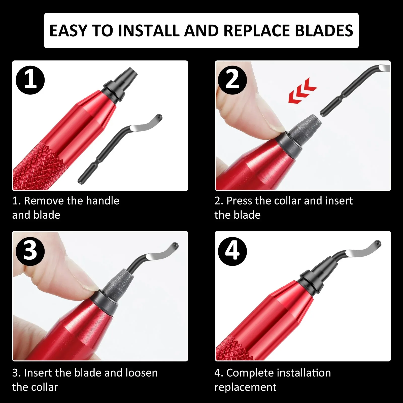 Deburring Tool Set RB3000 Metal Handle with 15PCS Mix Blades Burr Remover Hand Tool for Wood Plastic Aluminum Copper and Steel