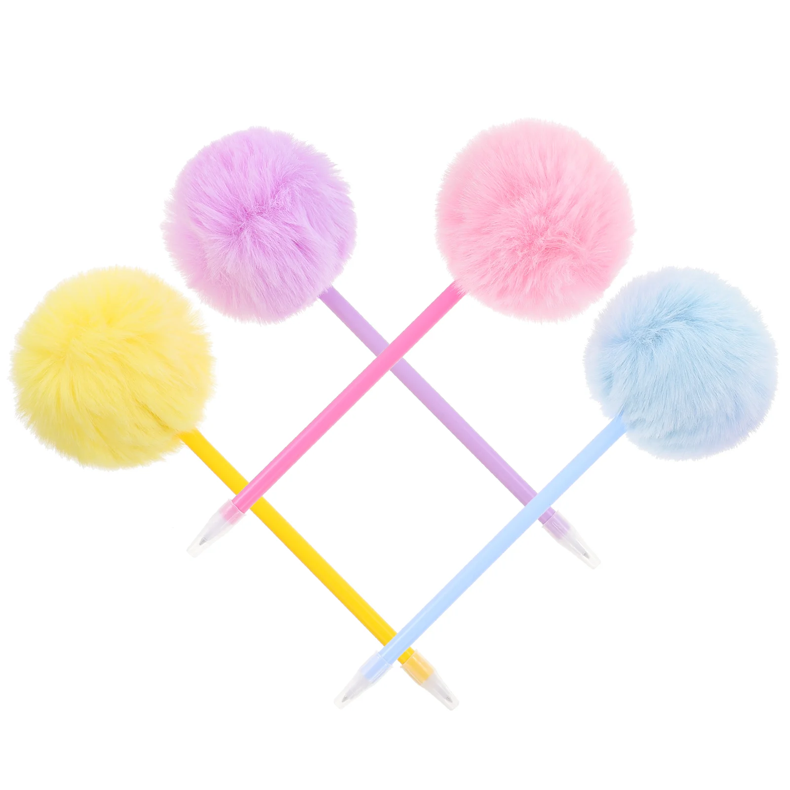 

4 Pcs Hair Ball Writing Pen Fluffy Pens for Novelty Elegant Style Student Signature Bright Color Ballpoint Fountain