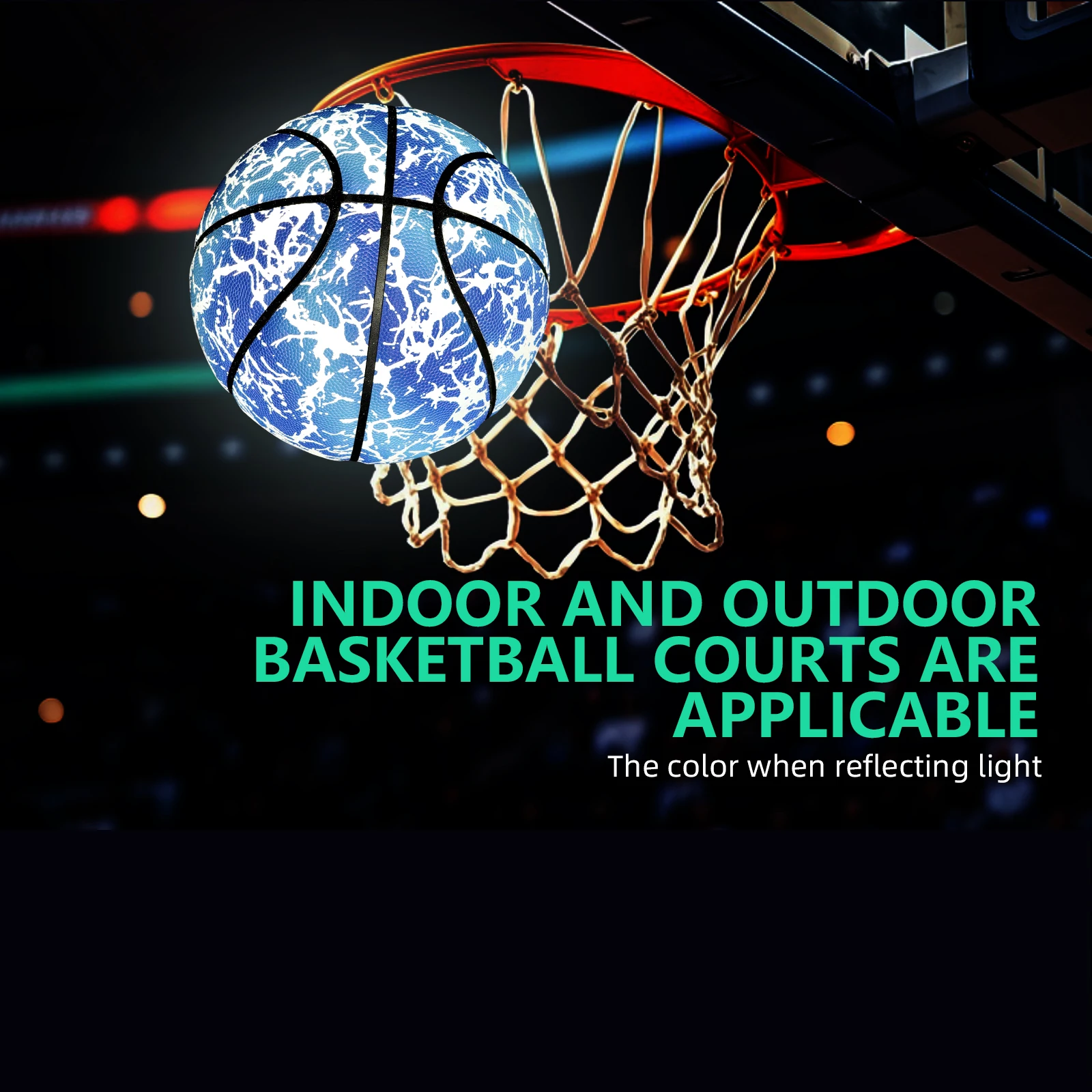 توهج عاكس كرة السلة الكبار والأطفال الشباب مقاومة للاهتراء مضيئة كرة السلة حجم 7/6/5 بولي Pu لينة الجلود لعبة التدريب الكرة