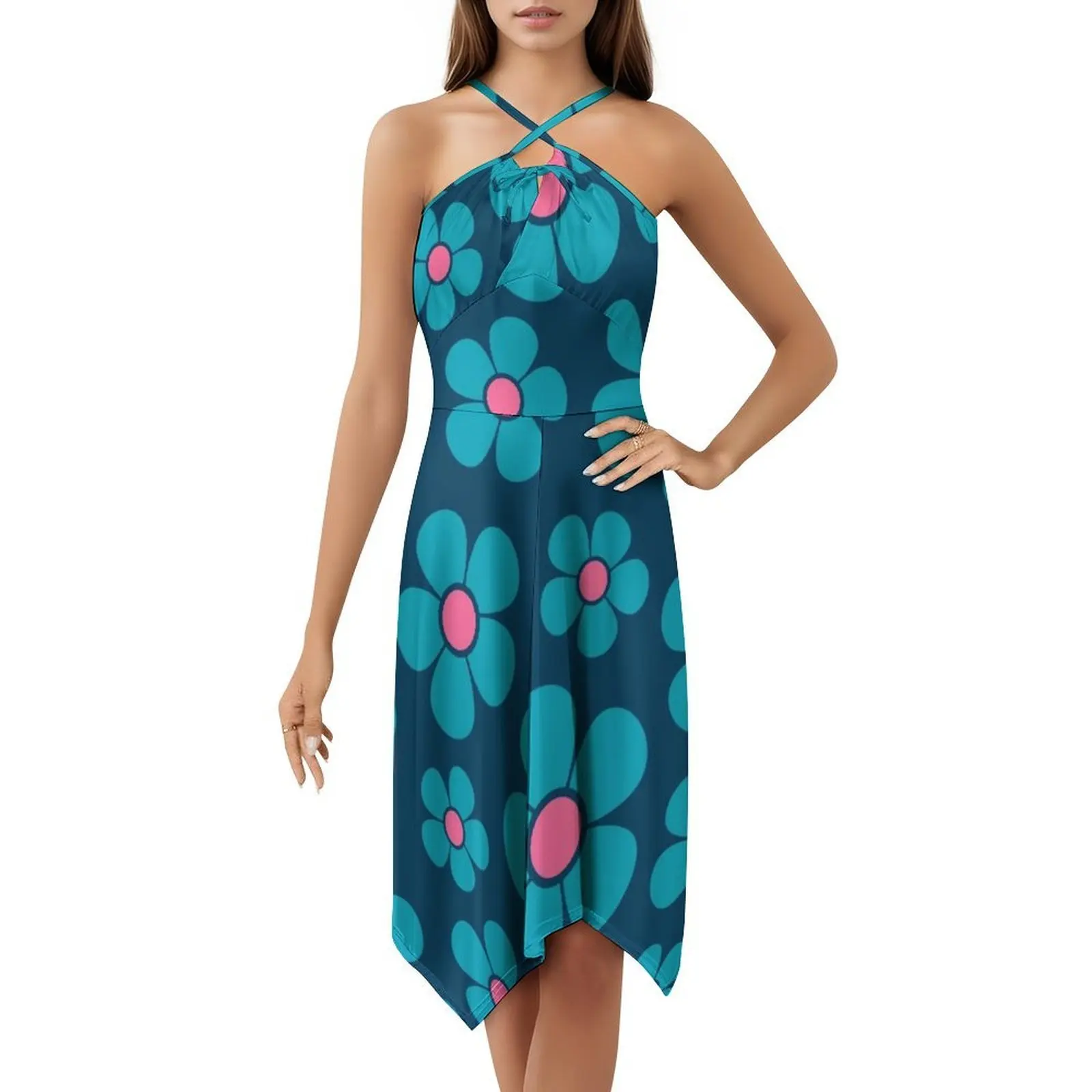 ريتو 1960S نمط منتصف وزارة الدفاع نمط الأزهار المرأة الشارع الشهير فستان الحفلات العصرية طباعة نادي الملابس للإناث نمط حياة 1970S #5