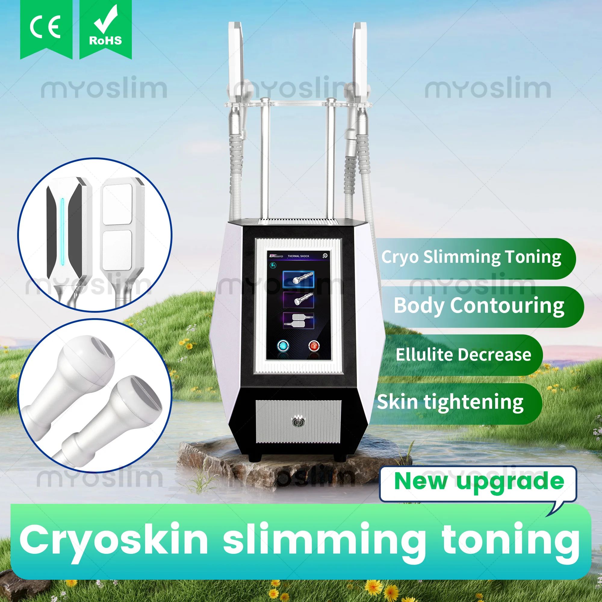 

Product 4 Handles Cryo Ems Plates Pads Sculpting Machine Cryoskin Skin Lifting Cool Freeze Fat Burning Device for Slimming