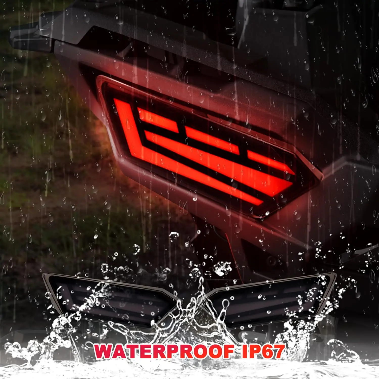 Smoked Black LED Rear Brake Lights for Polaris RZR 900/1000/XP 2014-2023 (2PCS)