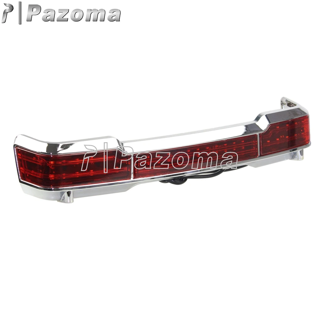 Chrome Red LED Brake Taillight Motorbike King Tour-Pak Rear Stop Lamp For Harley Electra Glide Anniversary Ultra Classic Limited