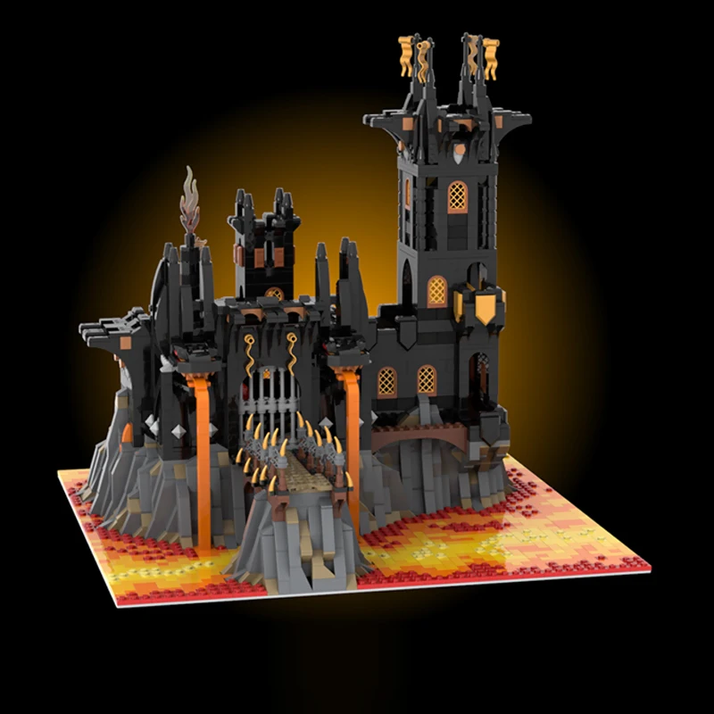 중세 성 모델 MOC 빌딩 블록 블랙 캐슬 요새 모듈형 기술 어린이 휴일 선물 조립 장난감 세트