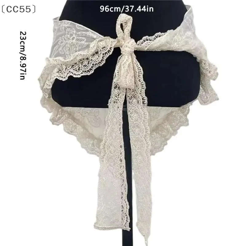

〔CC55〕Summer Lace Bandana Scarf Korean Style Triangle Neckerchief Boho Waist Belt For Girls Countryside Photo Accessories