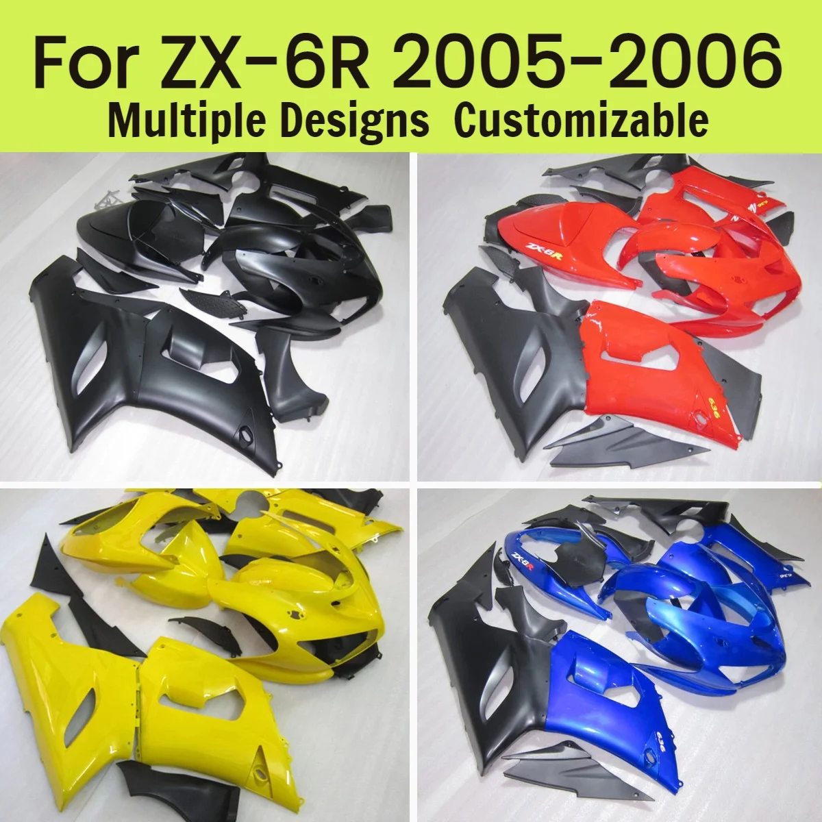

For Kawasaki ZX-6R 2005 2006 Matte Black Motorcycle Fairings ZX6R 05 06 Injection Molded Custom Fairing Kit