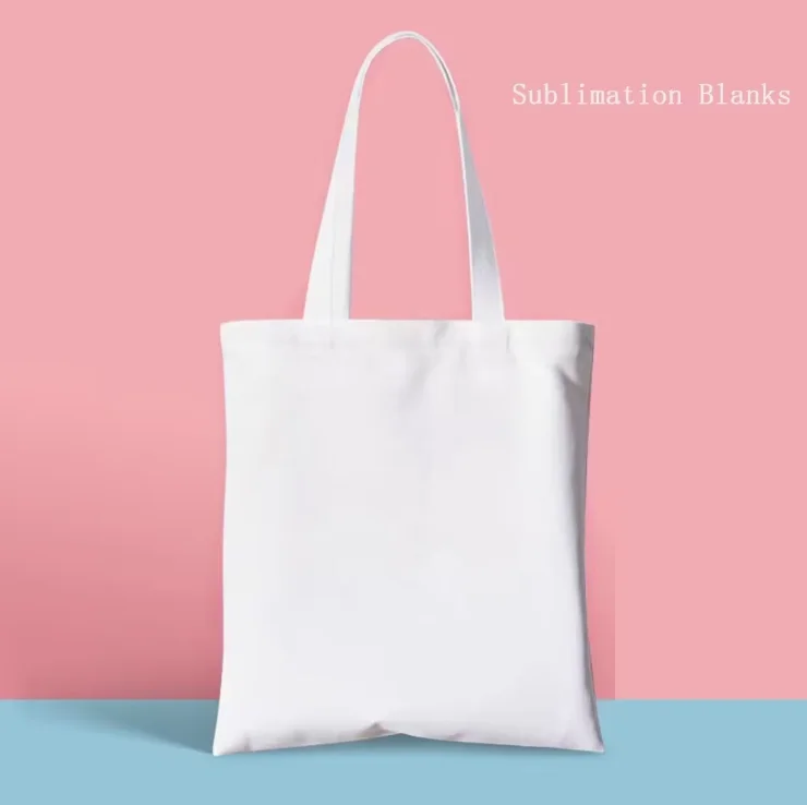 

5 Pcs Big Capacity Polyester Tote Bags for Shopping Sublimation Blank Canvas Bags with Heat Transfer Customizable Logo Image Pri