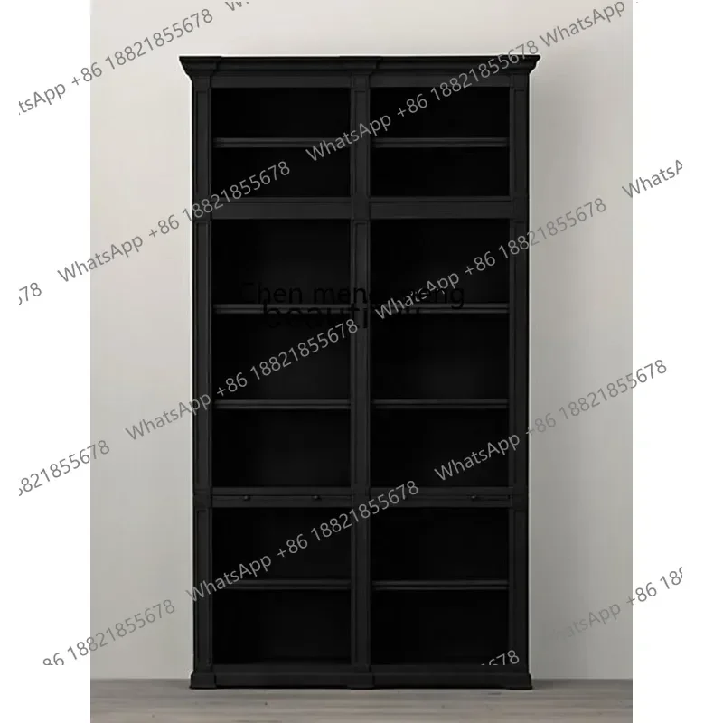 

xzqAmerican Solid Wood Wine Cabinet French Retro Bookcase Glass Storage Cabinet Simple Modern Double Door Locker Customization