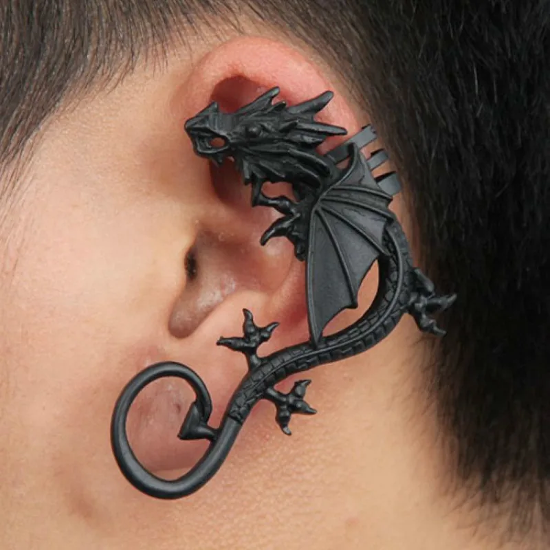 Punk Temptation Metal Dragon Bite Ear Wrap Cuff Kolczyki dla kobiet Mężczyźni Klipsy Bez przekłuwania 1szt