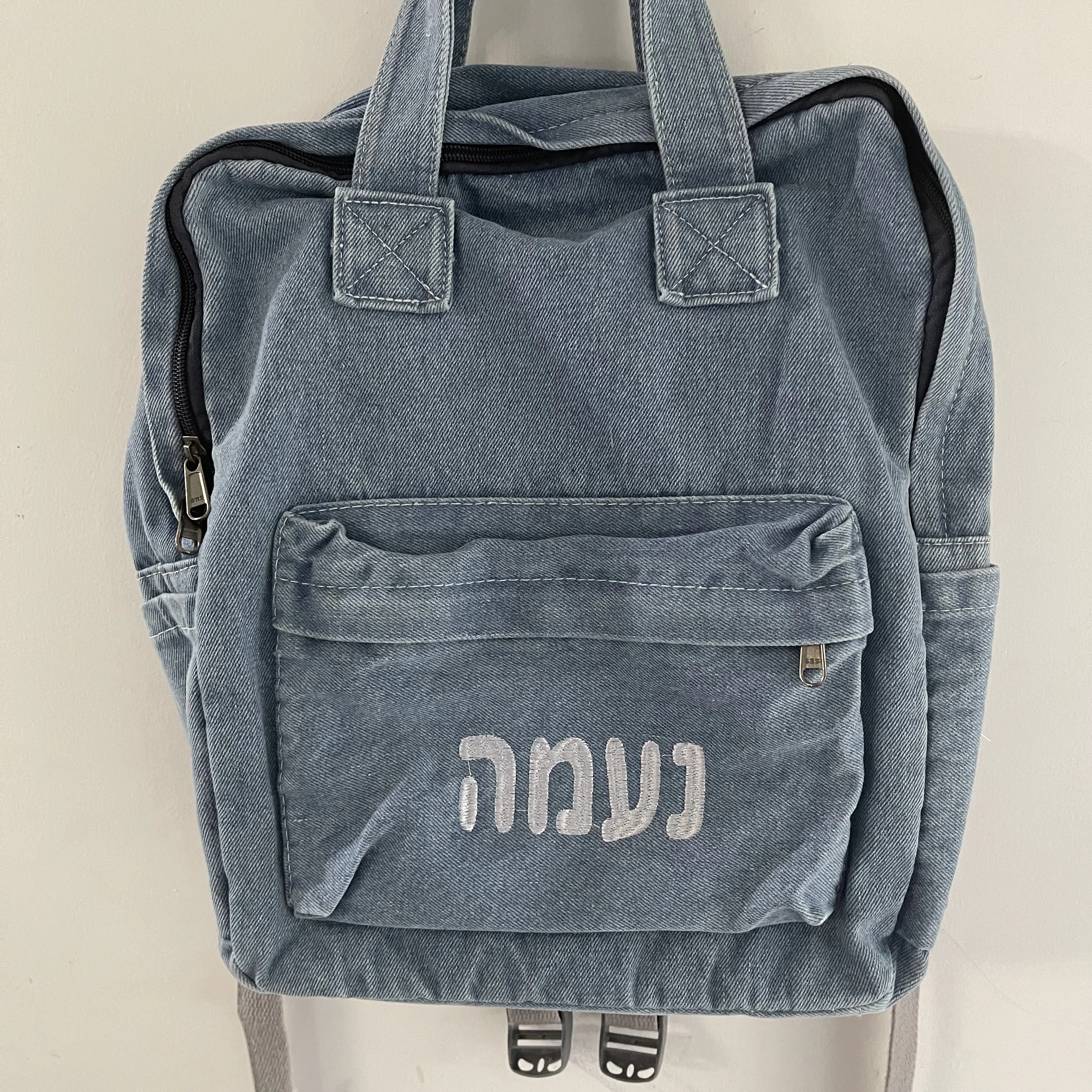 New Fashion Women's Denim Backpack Personalized Name Ladies Travelling Totes Custom Outdoor Denim Shopping Tote Bags