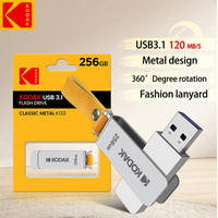 KODAK USB3.1 Flash Drive 64GB 128GB 256GB Metal Pendrive High Speed USB Key with Leather Belt for Car Music Gift