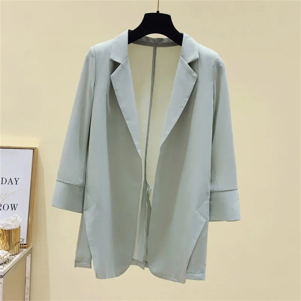 Chiffon Small Suit Jacket Female Spring and Summer Thin Long Sunscreen Clothing Career Joker new White Suit Jacket Outerwears