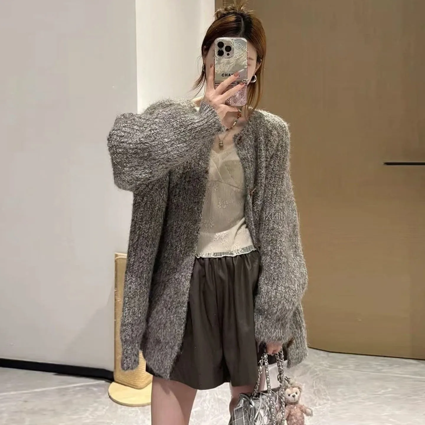 

ay Single-Button Sweater Jaet Women's Casual Autumn Winter Lazy Sle Simple Outerwear Beautiful Knitted Top Slimming Top