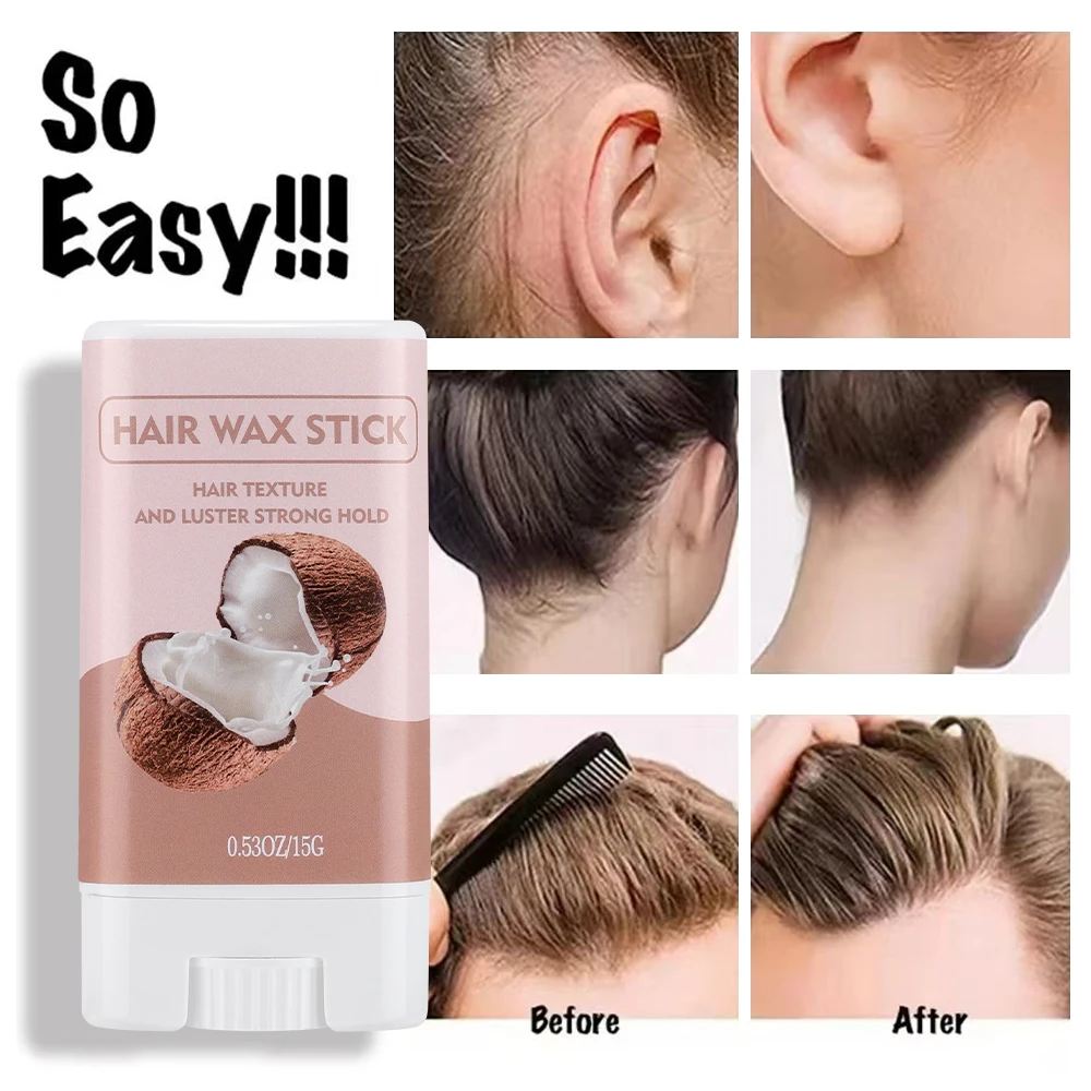 Hair Wax Stick For Wigs Hair Styling Hair Frizz Fixed Fluffy Gel Hair Wax Women/Men/Children Coconut Flavour Non-Greasy Style