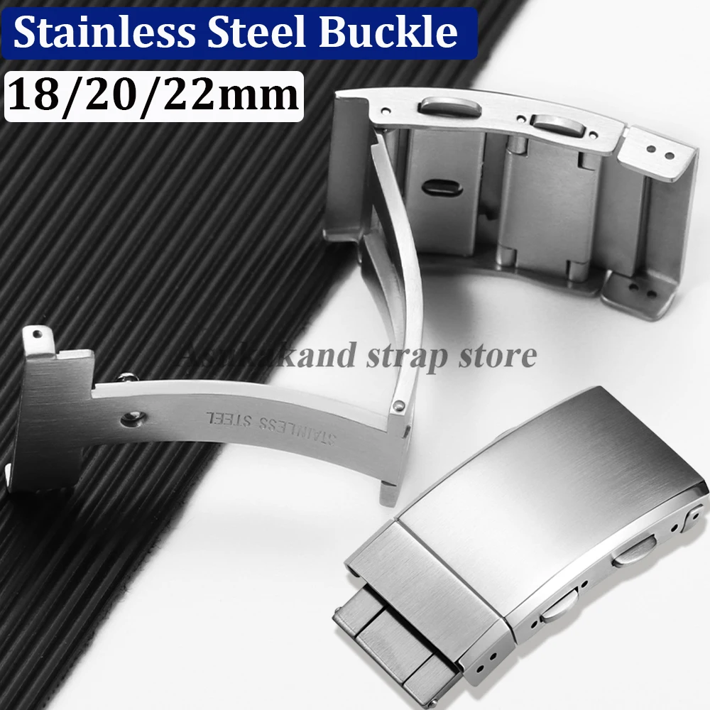 Stainless Steel Adjustable Buckle 18mm 20mm 22mm for Seiko for Breitling Watchband Folding Clasp Metal Silver Button Accessories