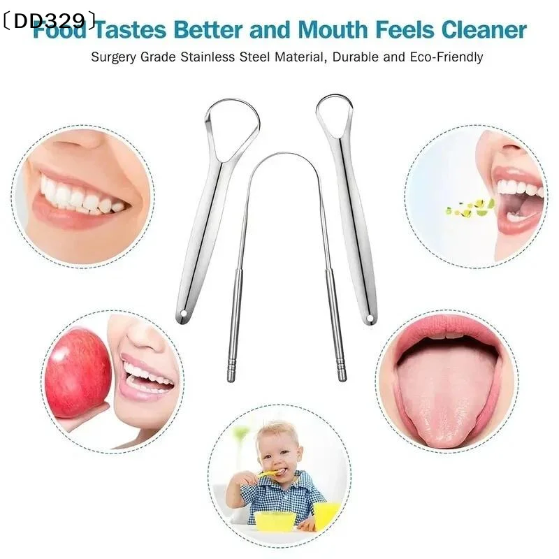 Reusable Stainless Steel Useful Tongue Scraper Cleaner Fresh Breath Cleaning Coated Tongue Oral Hygiene Care Tools〔DD329〕