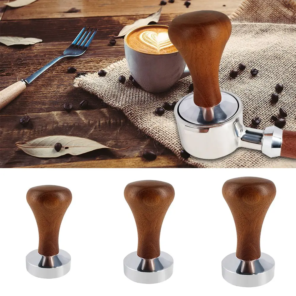 51mm/53mm/58mm Espresso Coffee Tamper Powder Hammer Wood Handle Espresso Tamper Coffee Distributor Tampers for Coffee