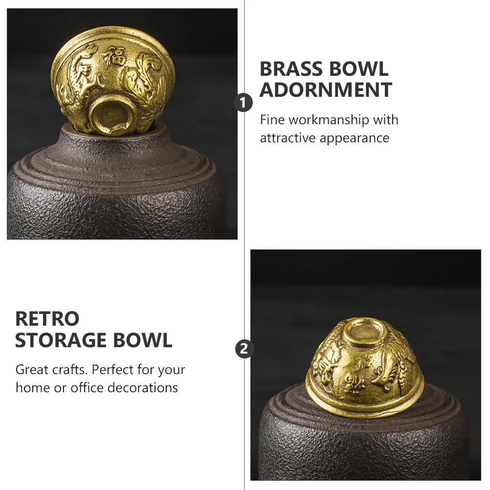 

1 pc Decorative Bowl Retro Handmade Storage Bowl For Office Home Desktop Craft Ornament Brass Artware Living Room