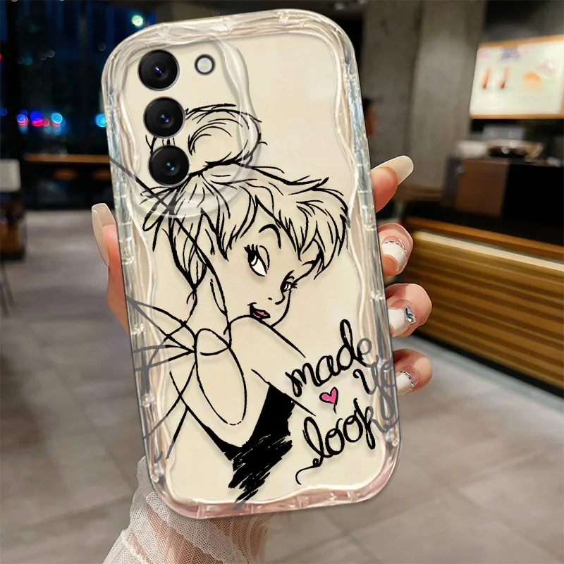 Cartoon Disney Tinker Bell Phone Case For S21 S23 S24 Ultra Plus FE A55 A35 A25 A05S A54 A53 A52 A33 A32 Wave Oil Cover