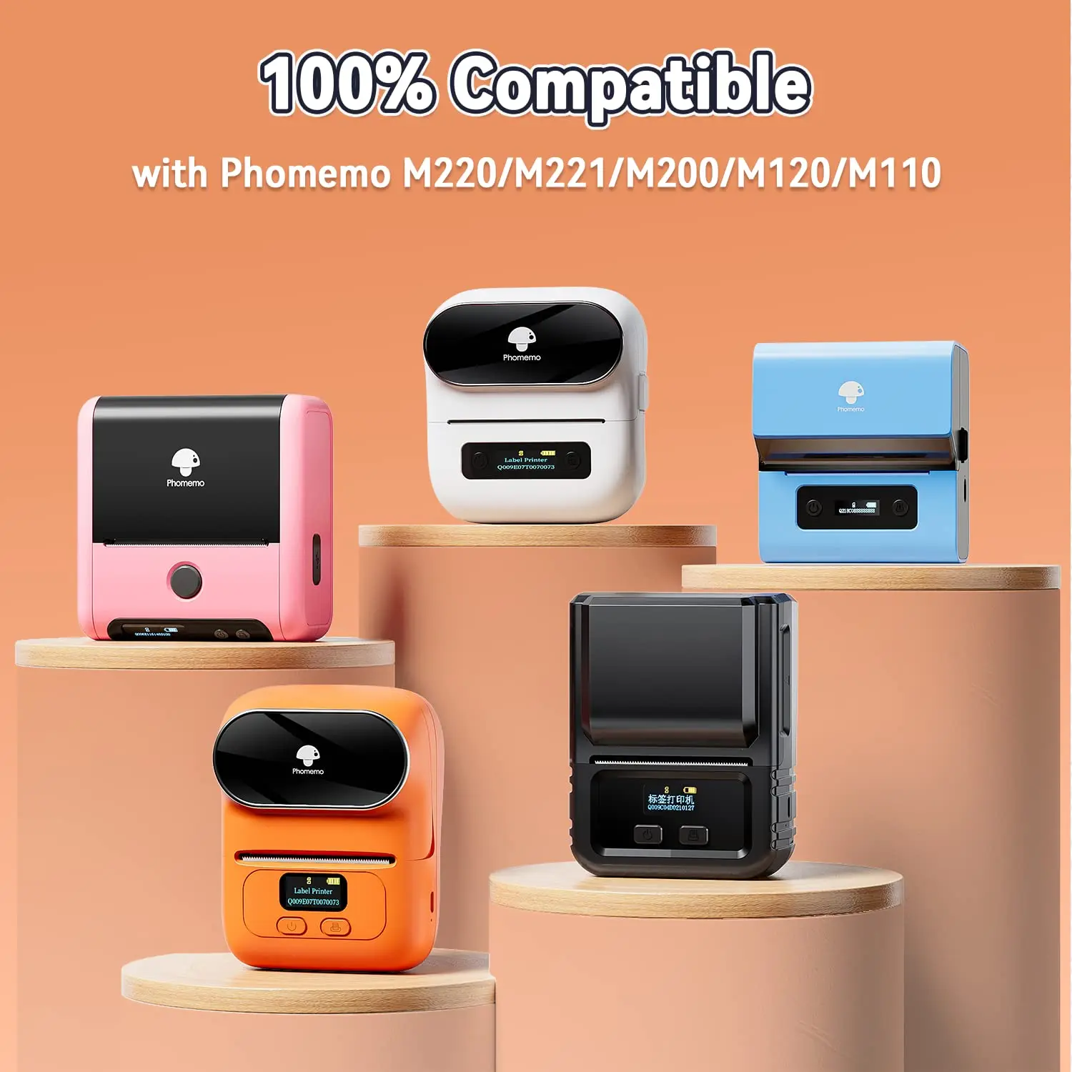 Phomemo-Etiquetas térmicas auto-adesivas, Papel redondo transparente, Etiquetas térmicas pegajosas, Papel de impressora para M200 M221, M110