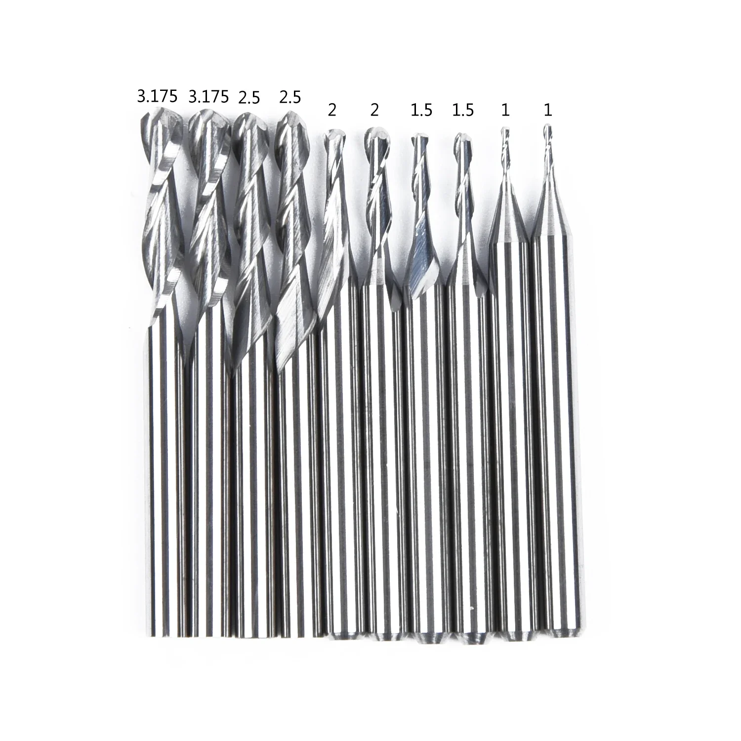 

10PCS Ball Nose End Mill Accessories 2 Flutes Replaces 1 1.5 2 2.5 3.175 MM Carbide Engraving Router 1-3.175mm