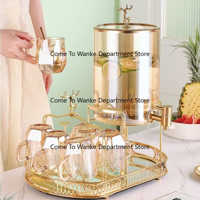 Large Capacity Glass Water Pitcher Set Heat Resistant Cold Water Jug with Cups Teapot for Home Living Room