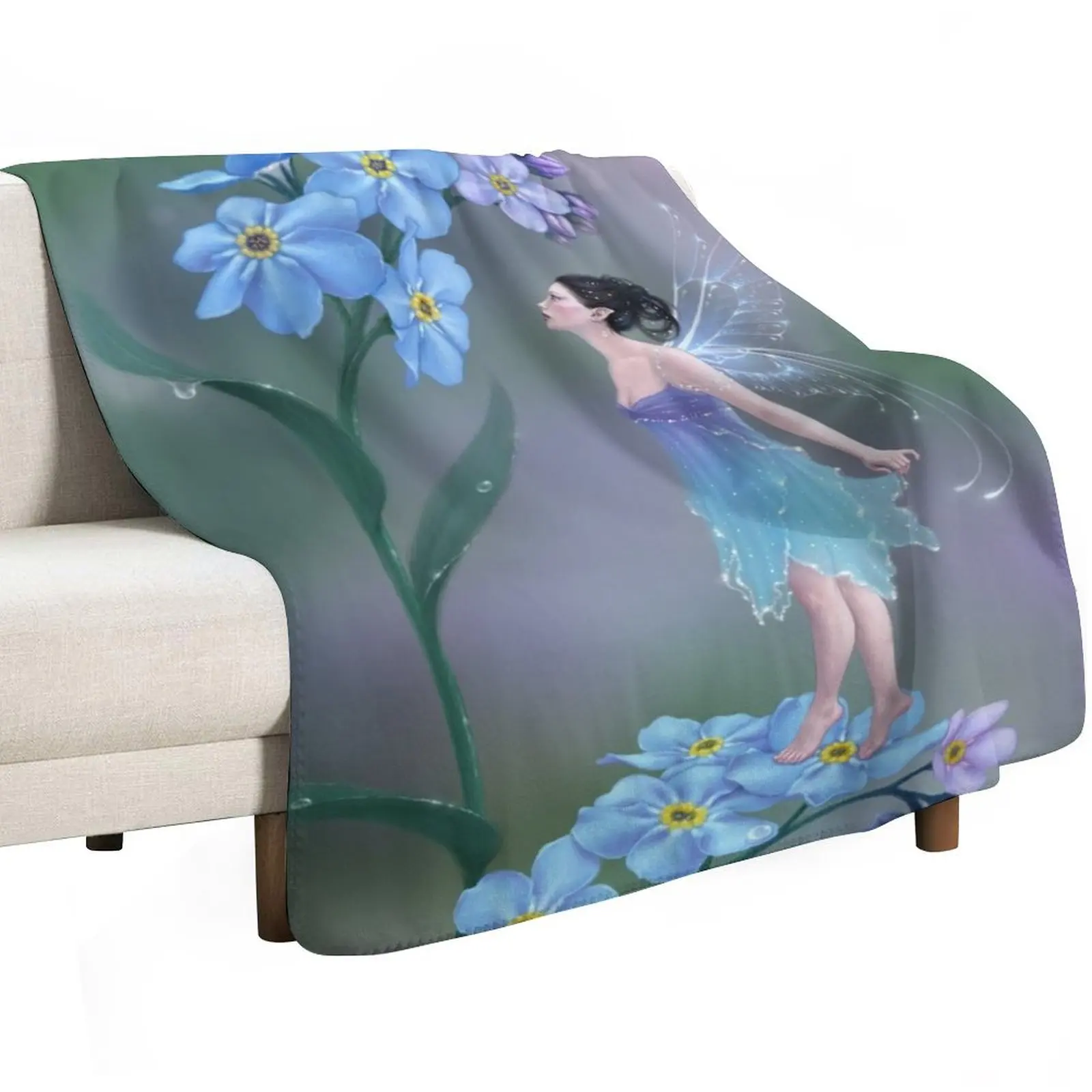 Forget-Me-Not Flower Fairy Throw Blanket Thermal Tourist Sofa manga Plush blankets and throws Blankets