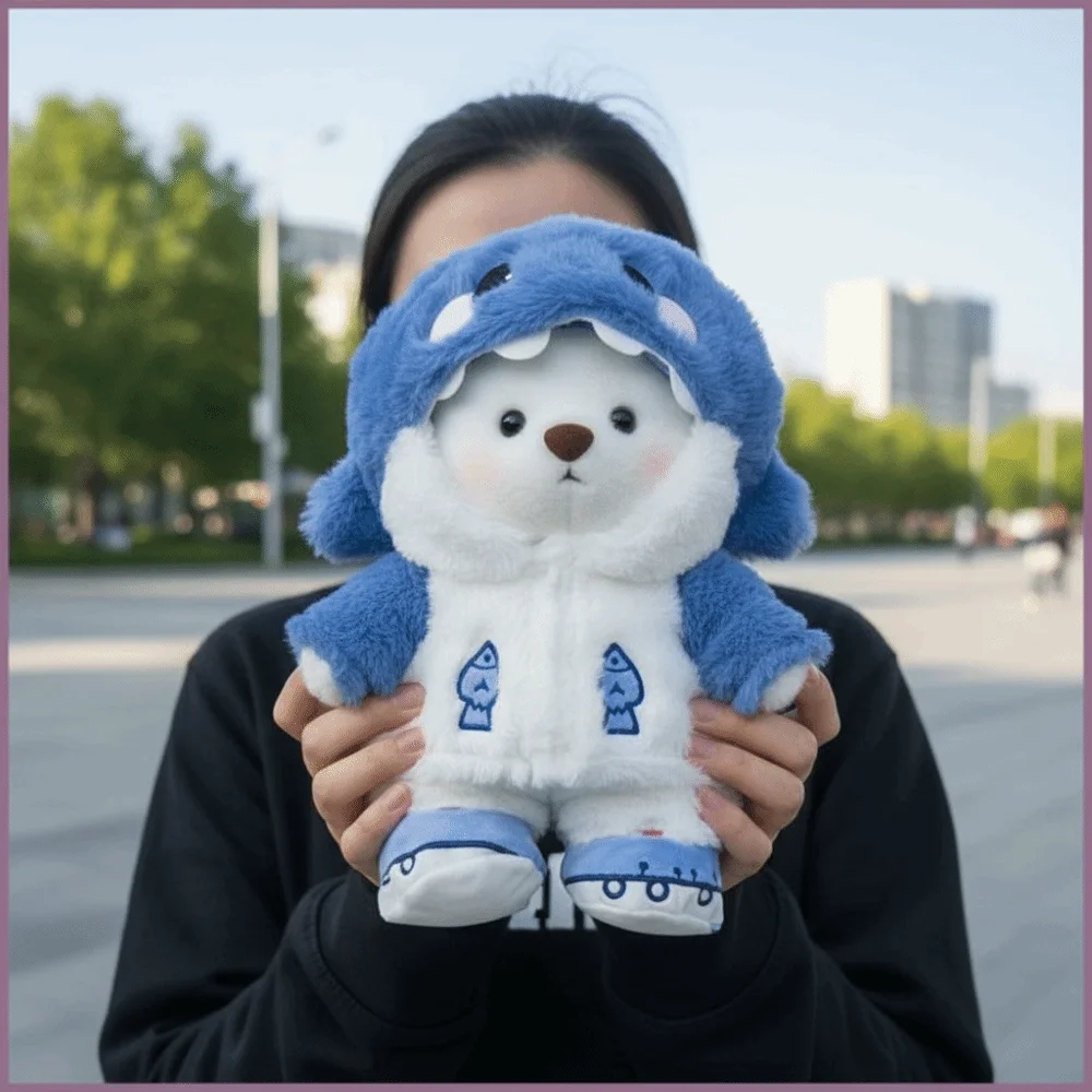Soft Adorable Transformable Creative Transformation Stuffed Animal Shark To Bear Cute Design Material Soft Stuffed Animal