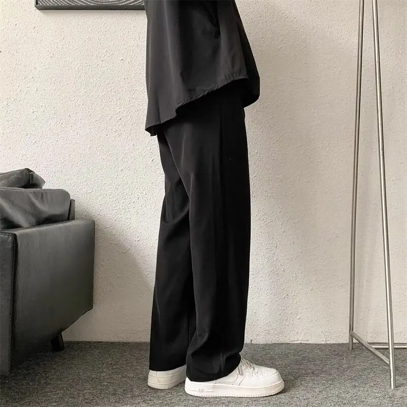 Brown/Black Suit Pants Men Fashion Society Mens Dress Pants Korean Loose Straight Casual Pants Mens Office Formal Trousers S-3XL