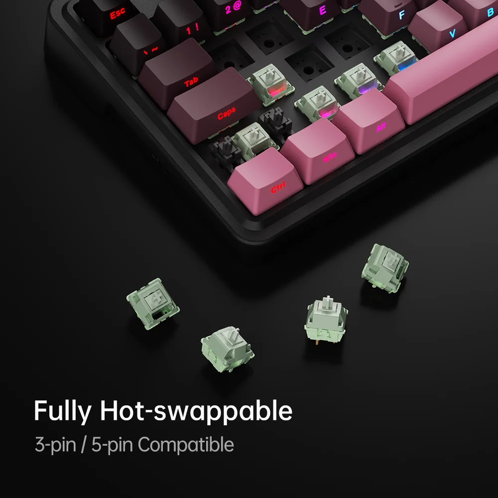 لوحة مفاتيح ميكانيكية Machenike KG87 ثلاثية الوضع 8000 مللي أمبير في الساعة بلوتوث لوحات مفاتيح الألعاب اللاسلكية Kailh Switch Gasket RGB #5