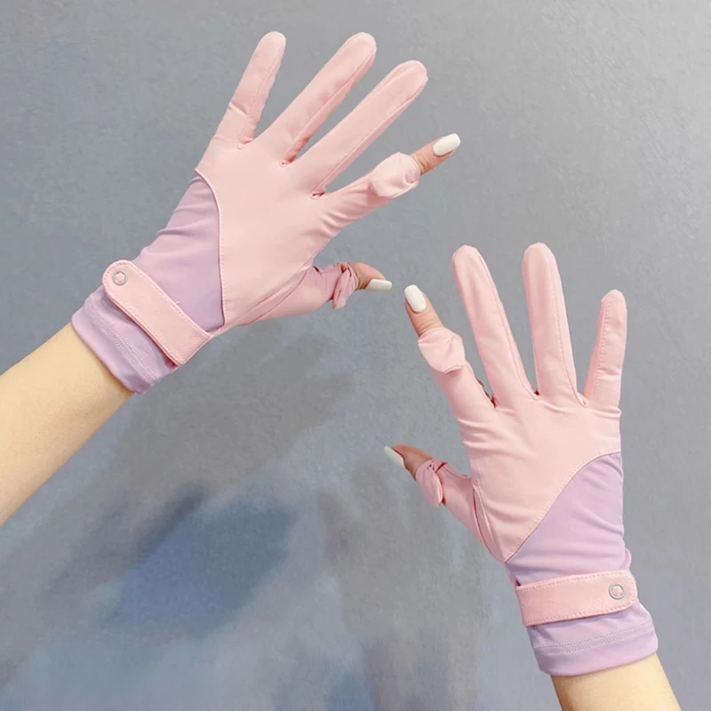 قفازات نسائية للحماية من الشمس، مقاومة للأشعة فوق البنفسجية، قفازات شبكية قابلة للتنفس للقيادة وركوب الدراجات، شاشة لمس غير قابلة للانزلاق #3