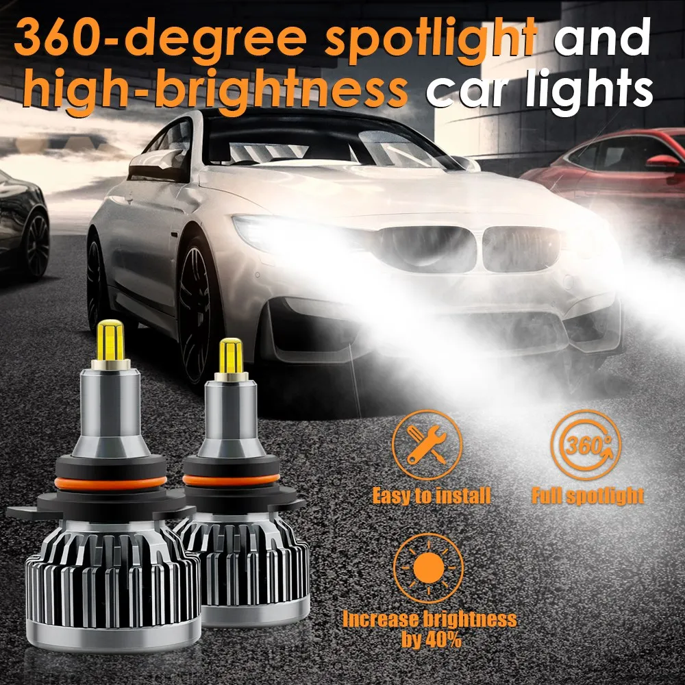 9005 LED Headlight Bulbs 10-32V Upgraded 360-Degree LED Bulbs 60W White Extremely Bright 18000LM