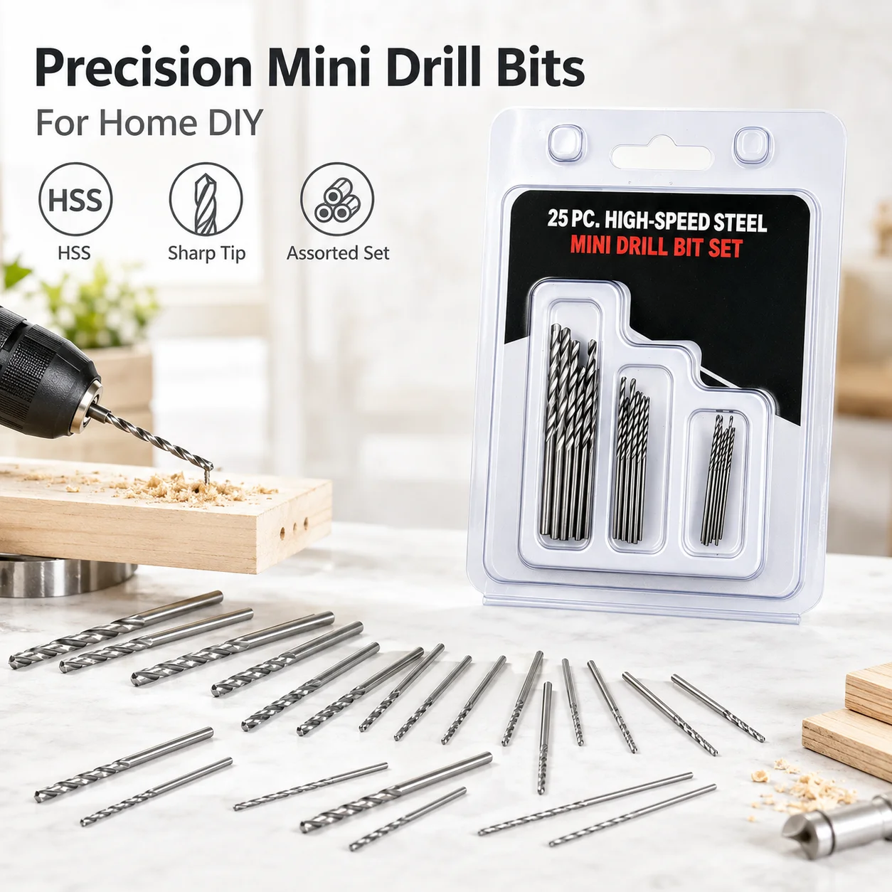 25Pcs HSS Mini Twist Drill Bit Set 0.5-3mm Small Precision Drill Bits with Storage Case for DIY Craft Wood Plastic Soft Metal