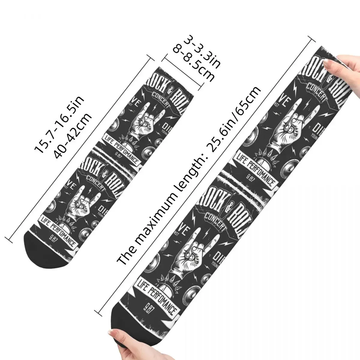 Happy Men's Socks Concert Live Fast Die Young Life Performance Vintage Rock N Roll Hip Hop Crew Crazy Sock Gift Pattern Print