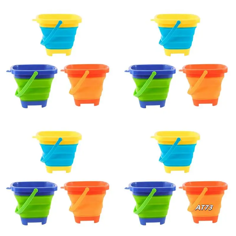

12PCS Foldable Bucket Foldable Pail Bucket Sand Buckets Silicone Collapsible Bucket For Kids Beach Play Camping 2L