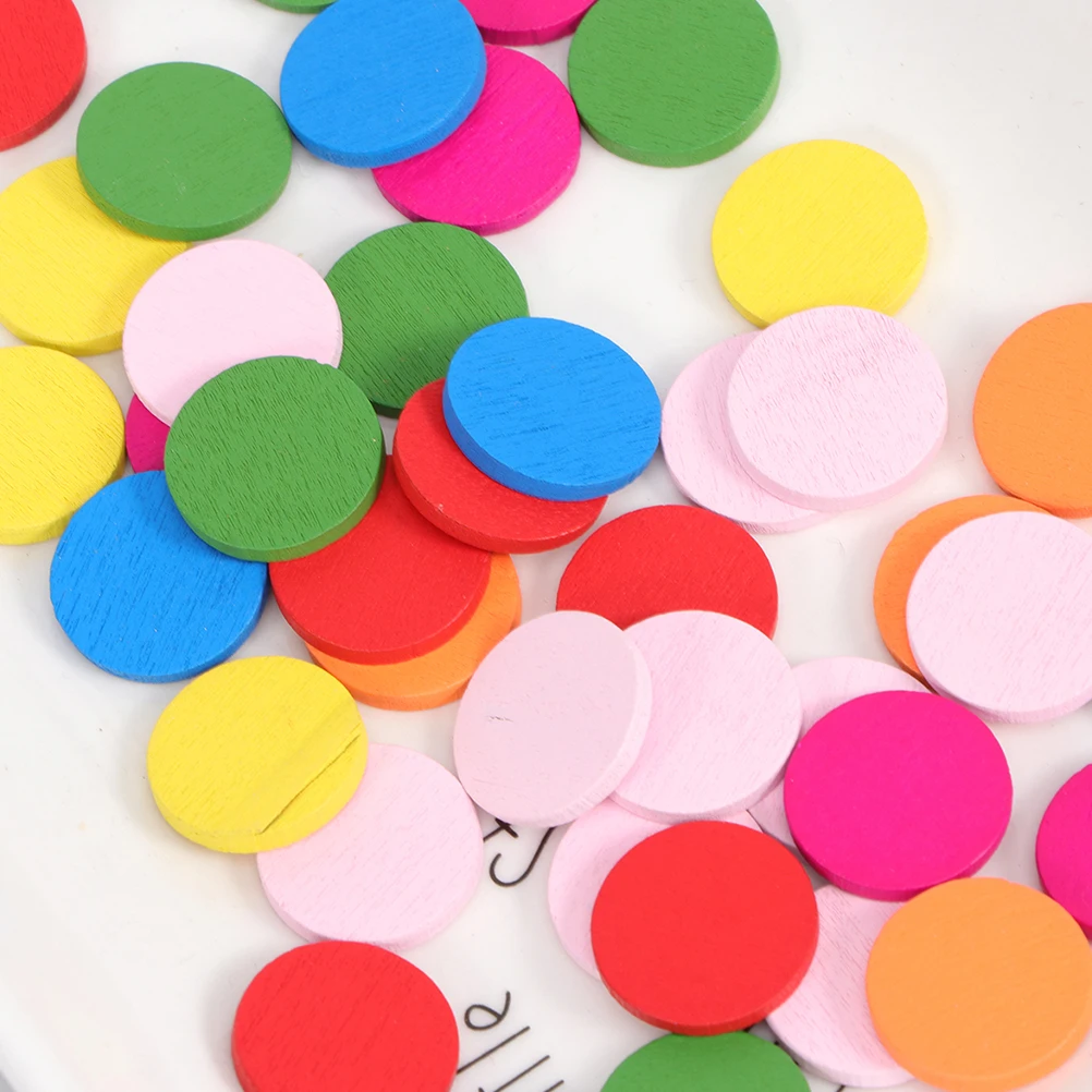 200Pcs Colorful Wooden Disc Math Teaching Aids Learning Tools Safe Environmental Friendly Classroom Use Math