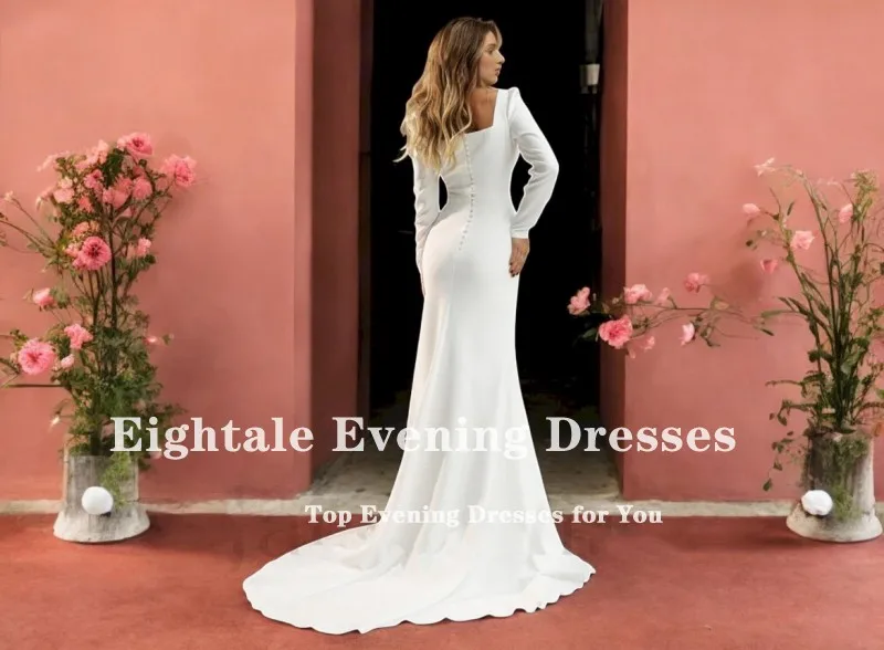 

Eightale Arabic Wedding Dresses Customized Strapless Mermaid Long Sleeve Ivory Evenning Bridal Gown Vestidos De Novia