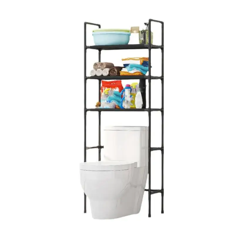 Bathroom Toilet Storage Rack Multi Layer Metal Shelf with Toilet Paper Holder for Balcony Washing Machine Organizer