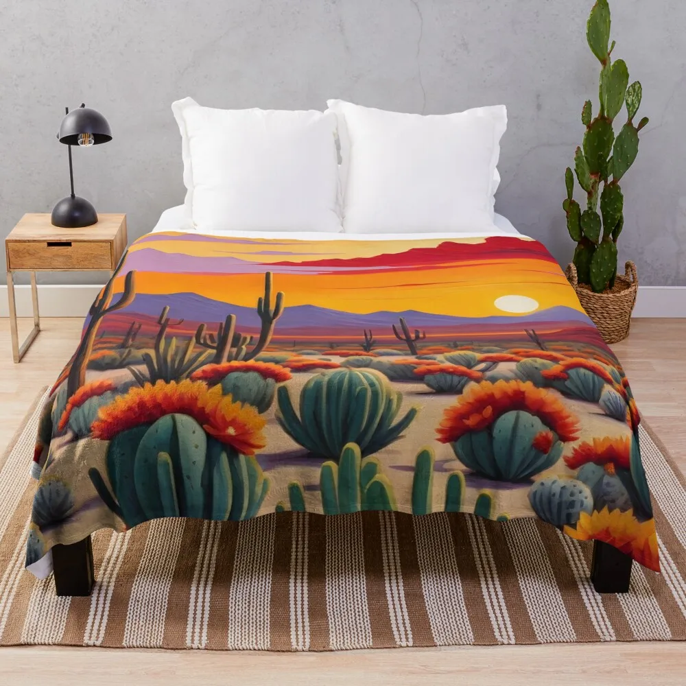 

Desert landscape Throw Blanket Hairy Soft Plush Plaid Blankets