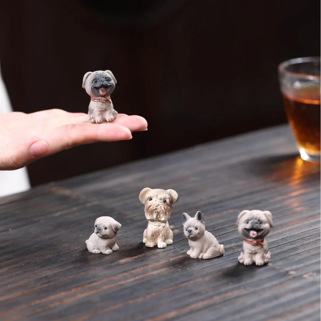 Purple Clay Mini Corgi Pet, A Creative And Cute Zodiac-Themed Toy, Set Accessory, Tea Table Ornament