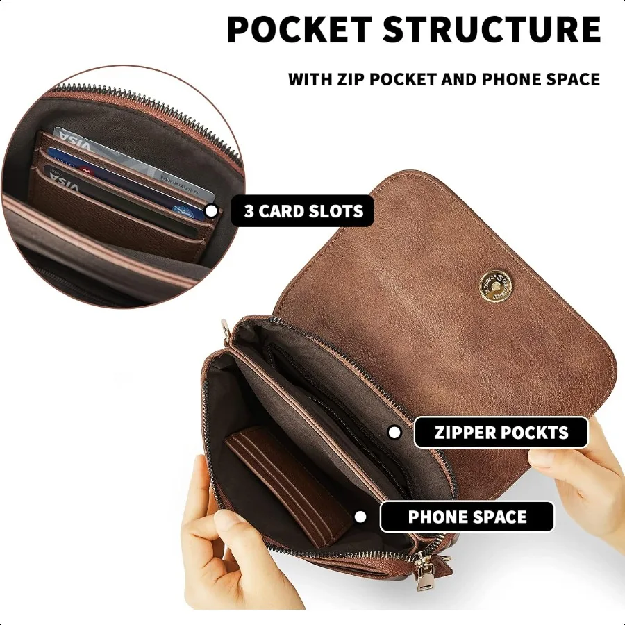 CHOLISS Small Crossbody Bags for Women Vegan Leather Cell Phone Purse Mini Travel Purse with Adjustable Strap